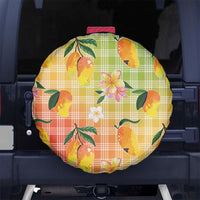 Aloha Hawaii Palaka Print Mango Plumeria Spare Tire Cover Tropical Vibes