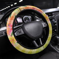 Aloha Hawaii Palaka Print Mango Plumeria Steering Wheel Cover Tropical Vibes