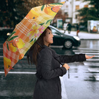 Aloha Hawaii Palaka Print Mango Plumeria Umbrella Tropical Vibes