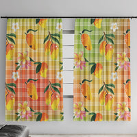 Aloha Hawaii Palaka Print Mango Plumeria Window Curtain Tropical Vibes