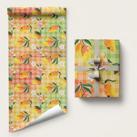 Aloha Hawaii Palaka Print Mango Plumeria Wrapping Paper Tropical Vibes