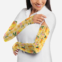 Aloha Hawaii Palaka Print Mango Plumeria Arm Sleeves Fresh Lemon