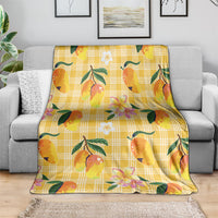Aloha Hawaii Palaka Print Mango Plumeria Blanket Fresh Lemon