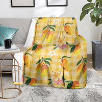 Aloha Hawaii Palaka Print Mango Plumeria Blanket Fresh Lemon