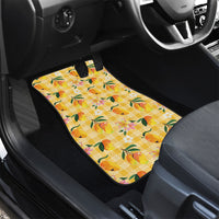 Aloha Hawaii Palaka Print Mango Plumeria Car Mats Fresh Lemon