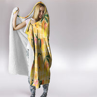 Aloha Hawaii Palaka Print Mango Plumeria Hooded Blanket Fresh Lemon