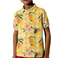 Aloha Hawaii Palaka Print Mango Plumeria Kid Polo Shirt Fresh Lemon