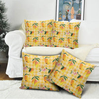 Aloha Hawaii Palaka Print Mango Plumeria Pillow Cover Fresh Lemon