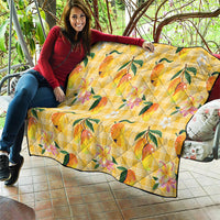Aloha Hawaii Palaka Print Mango Plumeria Quilt Fresh Lemon