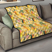 Aloha Hawaii Palaka Print Mango Plumeria Quilt Fresh Lemon