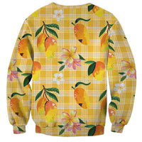 Aloha Hawaii Palaka Print Mango Plumeria Sweatshirt Fresh Lemon