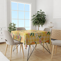 Aloha Hawaii Palaka Print Mango Plumeria Tablecloth Fresh Lemon