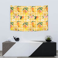 Aloha Hawaii Palaka Print Mango Plumeria Tapestry Fresh Lemon