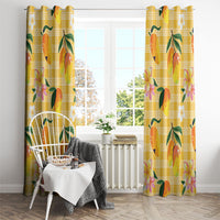 Aloha Hawaii Palaka Print Mango Plumeria Window Curtain Fresh Lemon