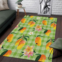 Aloha Hawaii Palaka Print Mango Plumeria Area Rug Cool Mint