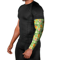 Aloha Hawaii Palaka Print Mango Plumeria Arm Sleeves Cool Mint