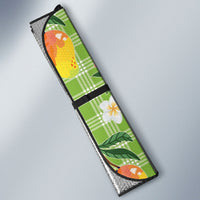 Aloha Hawaii Palaka Print Mango Plumeria Auto Sun Shade Cool Mint