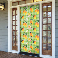 Aloha Hawaii Palaka Print Mango Plumeria Door Cover Cool Mint