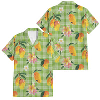 Aloha Hawaii Palaka Print Mango Plumeria Family Matching Short Sleeve Bodycon Dress and Hawaiian Shirt Cool Mint