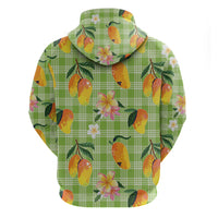 Aloha Hawaii Palaka Print Mango Plumeria Hoodie Cool Mint