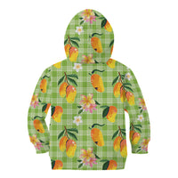 Aloha Hawaii Palaka Print Mango Plumeria Kid Hoodie Cool Mint