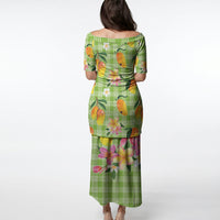 Aloha Hawaii Palaka Print Mango Plumeria Puletasi Cool Mint