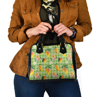 Aloha Hawaii Palaka Print Mango Plumeria Shoulder Handbag Cool Mint