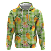 Aloha Hawaii Palaka Print Mango Plumeria Zip Hoodie Cool Mint