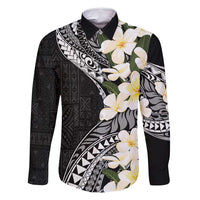 Aloha Hawaii Festive Family Matching Tank Maxi Dress and Hawaiian Shirt Frangipani Lace Classic LT7 Dad's Shirt - Long Sleeve Black - Polynesian Pride