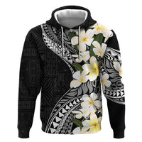 Aloha Hawaii Festive Hoodie Frangipani Lace Classic LT7 Pullover Hoodie Black - Polynesian Pride
