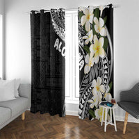 Aloha Hawaii Festive Window Curtain Frangipani Lace Classic LT7 With Grommets Black - Polynesian Pride
