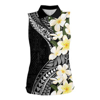 Aloha Hawaii Festive Women Sleeveless Polo Shirt Frangipani Lace Classic