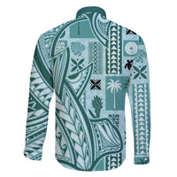 Samoa Tapa Family Matching Puletasi Dress and Hawaiian Shirt Siapo Mix Tatau Patterns - Teal LT7 - Polynesian Pride