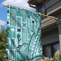 Samoa Tapa Garden Flag Siapo Mix Tatau Patterns - Teal LT7 - Polynesian Pride