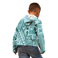 Samoa Tapa Kid Hoodie Siapo Mix Tatau Patterns - Teal LT7 - Polynesian Pride