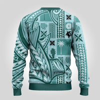 Samoa Tapa Ugly Christmas Sweater Siapo Mix Tatau Patterns - Teal LT7 - Polynesian Pride