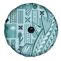 Samoa Tapa Spare Tire Cover Siapo Mix Tatau Patterns - Teal LT7 - Polynesian Pride