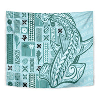 Samoa Tapa Tapestry Siapo Mix Tatau Patterns - Teal LT7 - Polynesian Pride