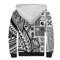 Samoa Tapa Sherpa Hoodie Siapo Mix Tatau Patterns - White LT7 - Polynesian Pride