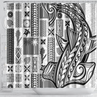 Samoa Tapa Shower Curtain Siapo Mix Tatau Patterns - White LT7 - Polynesian Pride