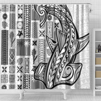 Samoa Tapa Shower Curtain Siapo Mix Tatau Patterns - White LT7 - Polynesian Pride