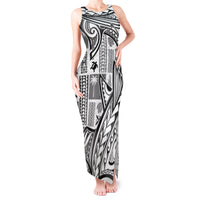 Samoa Tapa Tank Maxi Dress Siapo Mix Tatau Patterns - White LT7 Women White - Polynesian Pride