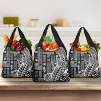 Samoa Tapa Grocery Bag Siapo Mix Tatau Patterns - Black