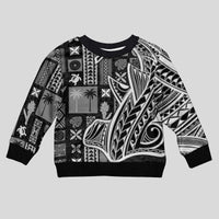 Samoa Tapa Kid Ugly Christmas Sweater Siapo Mix Tatau Patterns - Black LT7 Kid Black - Polynesian Pride