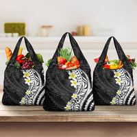 Hawaii Aloha Grocery Bag Plumeria Vintage - Black