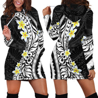 Hawaii Aloha Hoodie Dress Plumeria Vintage - Black LT7 - Polynesian Pride