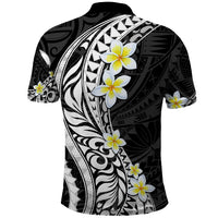 Hawaii Aloha Polo Shirt Plumeria Vintage - Black LT7 - Polynesian Pride