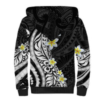 Hawaii Aloha Sherpa Hoodie Plumeria Vintage - Black LT7 - Polynesian Pride