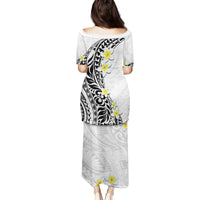 Hawaii Aloha Family Matching Puletasi Dress and Hawaiian Shirt Plumeria Vintage - White LT7 - Polynesian Pride