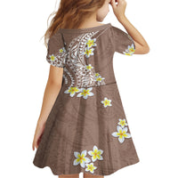 Hawaii Aloha Family Matching Off Shoulder Maxi Dress and Hawaiian Shirt Plumeria Vintage - Brown LT7 - Polynesian Pride